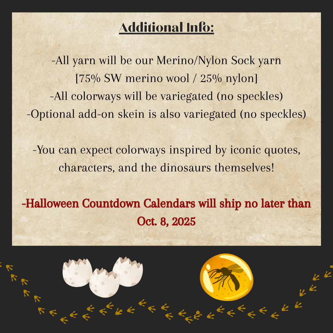 Jurassic Yarn | Halloween Countdown Calendar